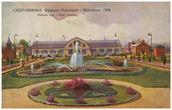 CZĘSTOCHOWA. Wystawa Przemysłu i Rolnictwa. 1909. Główny plac i Hala maszyn.
